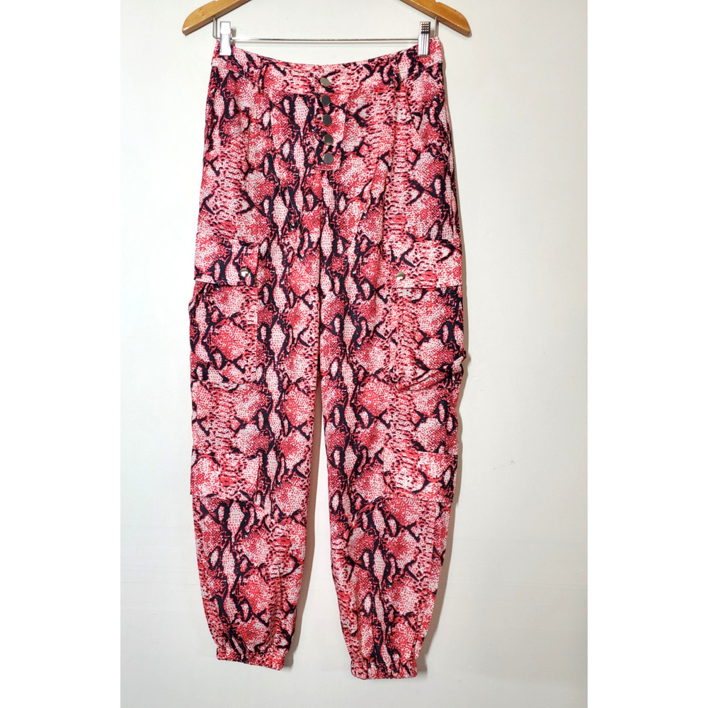 Lioness REVOLVE Womens Small Jogger Cypress Pants‎ Cargo Pockets RED Python - Picture 11 of 11